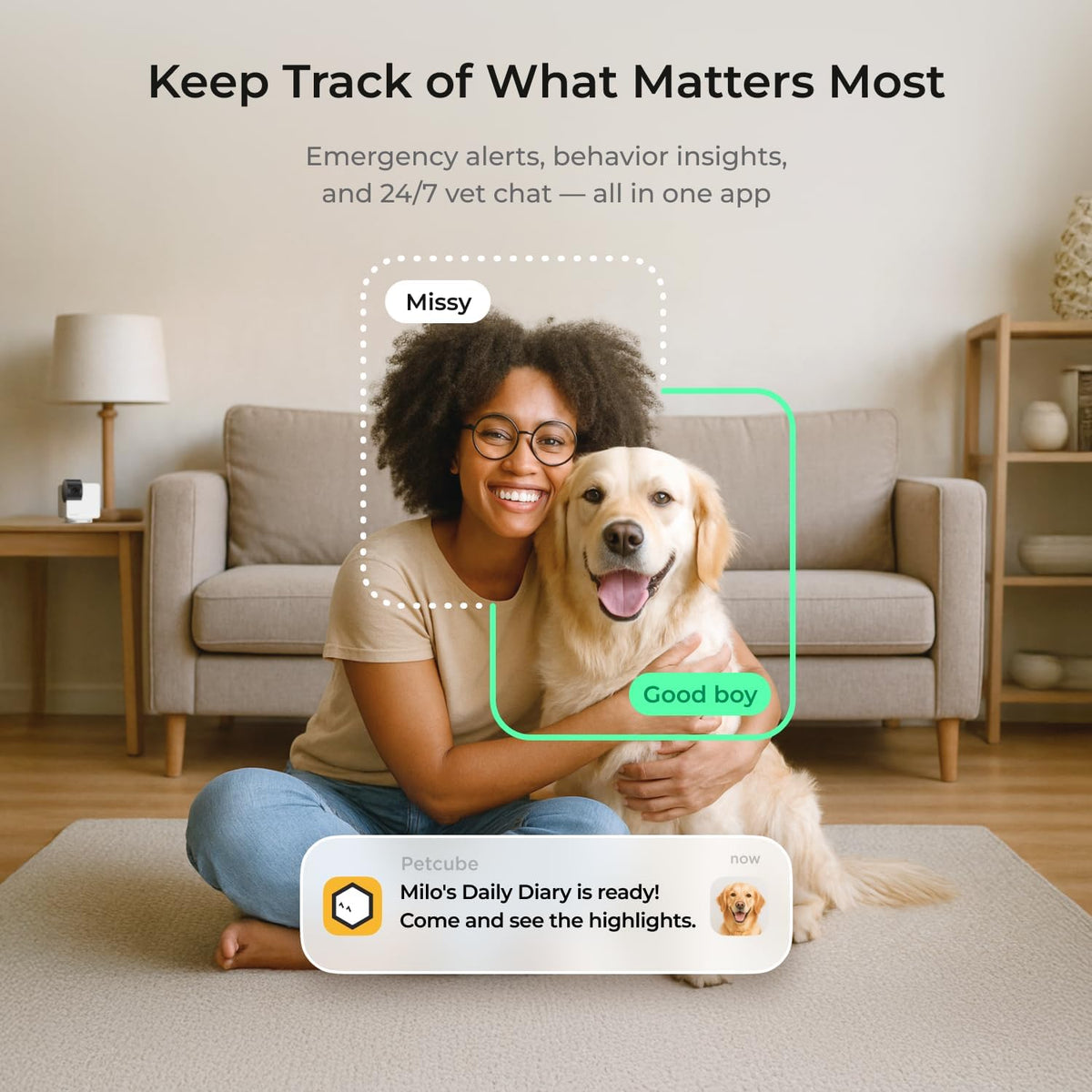 petcube cam 360 (2-pack) – wi-fi pan-tilt pet showing dimensions