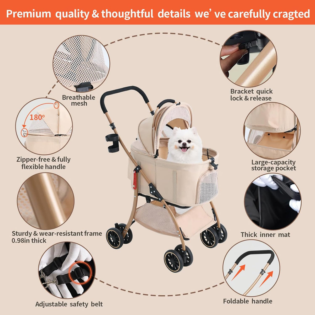 mila&louis dog stroller, 22" pet cradle for small, package contents
