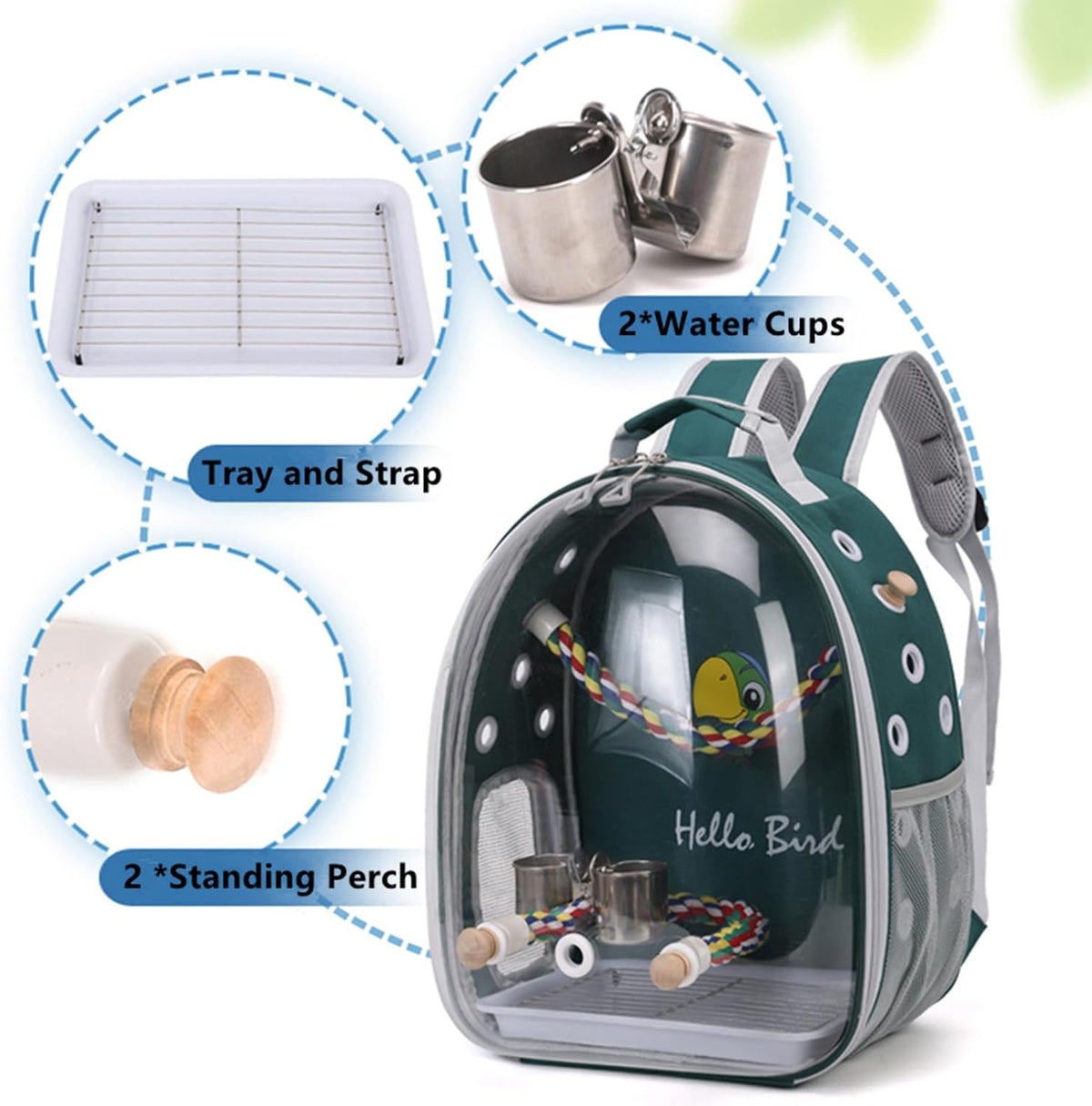 bird traval carrier cage backpack for carry parakeet, close-up detail