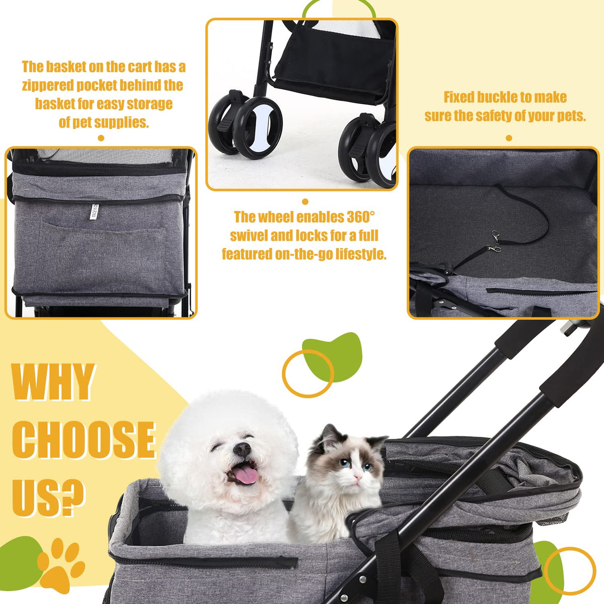 dog stroller 3-in-1 folding dog stroller for medium showing dimensions