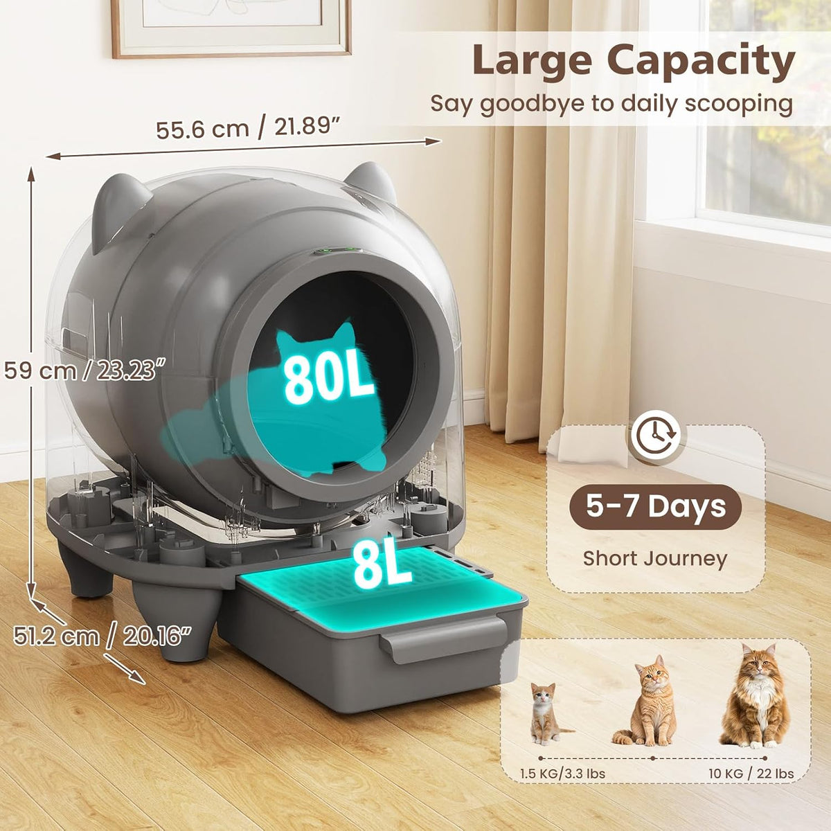 petsite automatic cat litter box, 80 l self, close-up detail