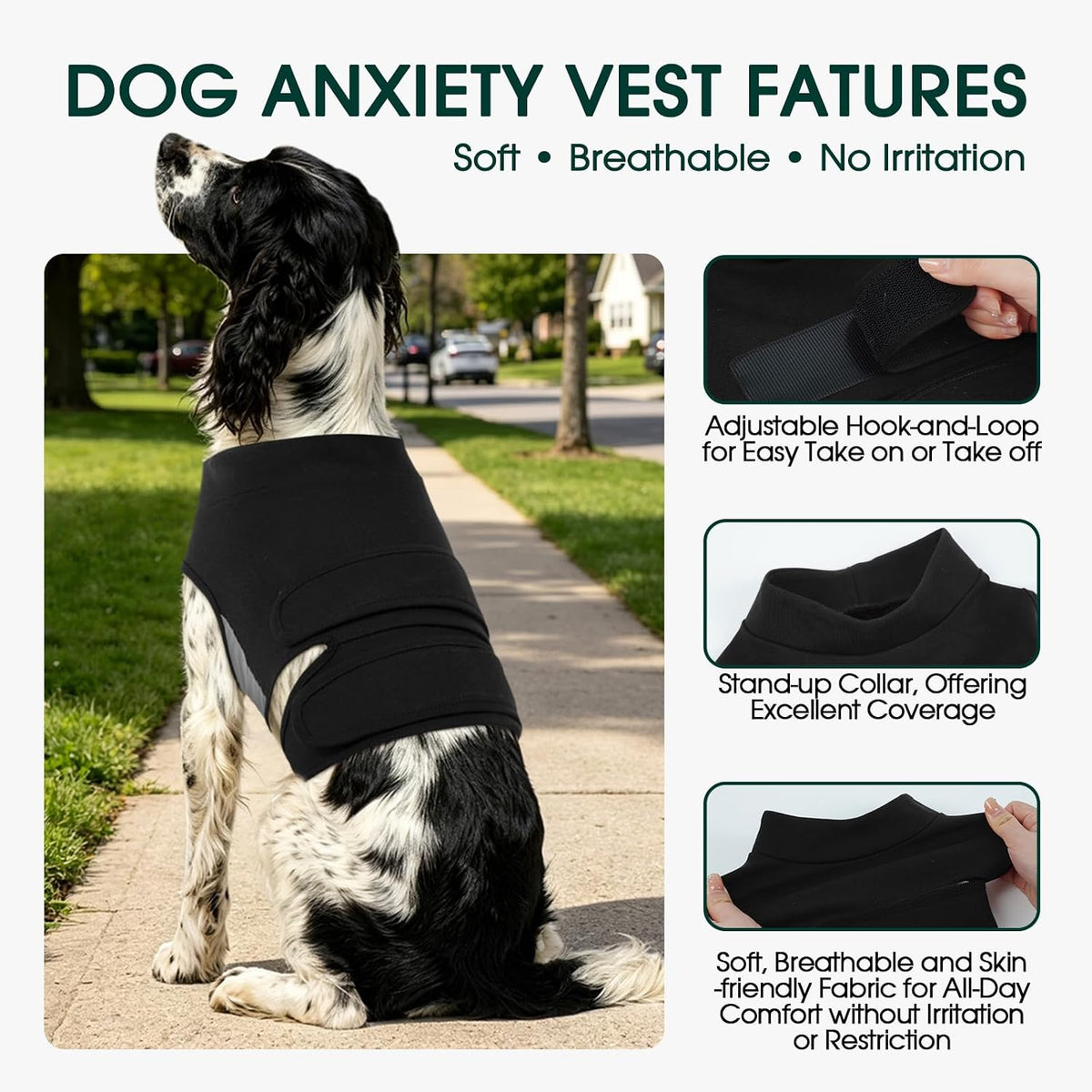 kuoser calming vest for dogs anxiety, adjustable dog shown in use