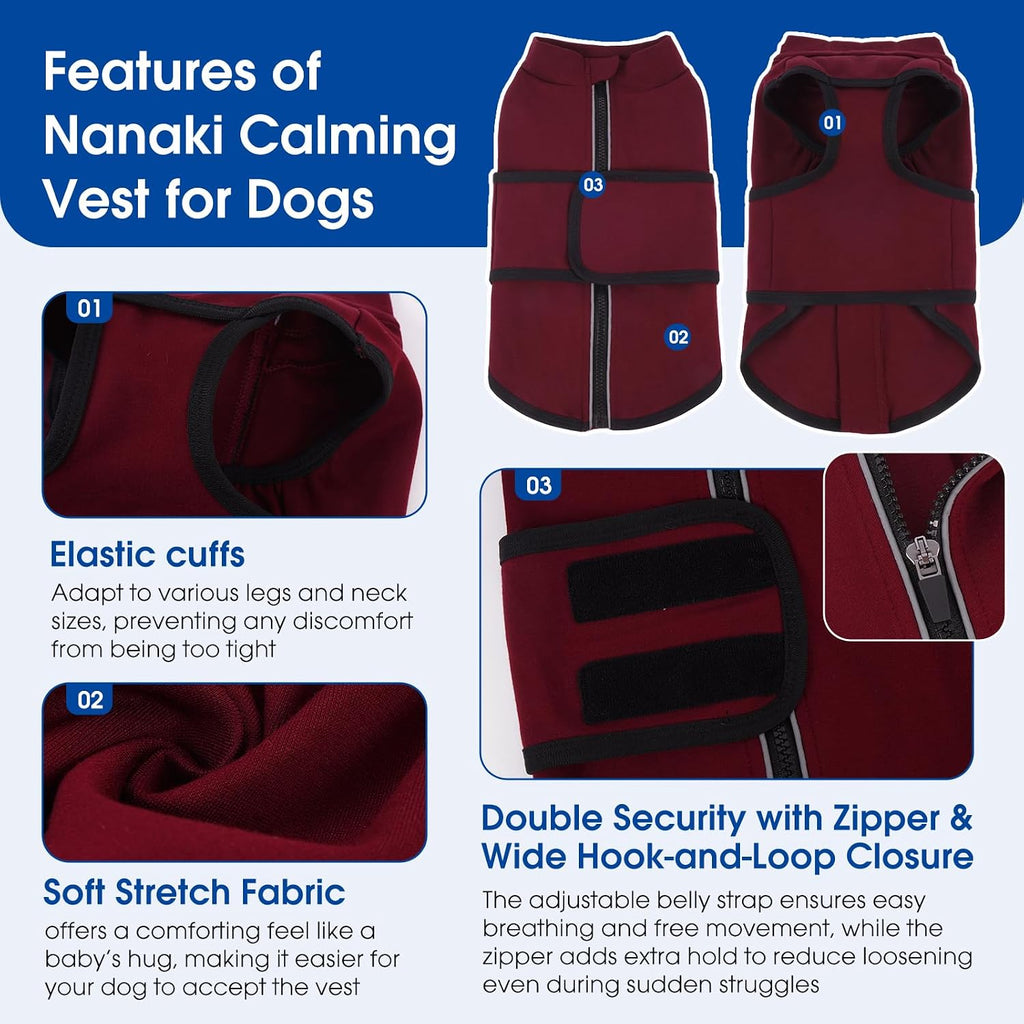 nanaki skin-friendly anxiety vest jacket for dogs from showing dimensions