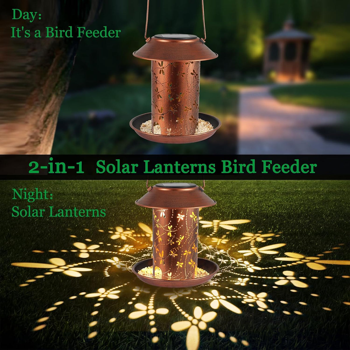 bird feeders for outdoors dragonfly solar lanterns outdoor, close-up detail