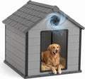 57" large dog house outdoor,premium wood-grain resin doghouse,black, main product view
