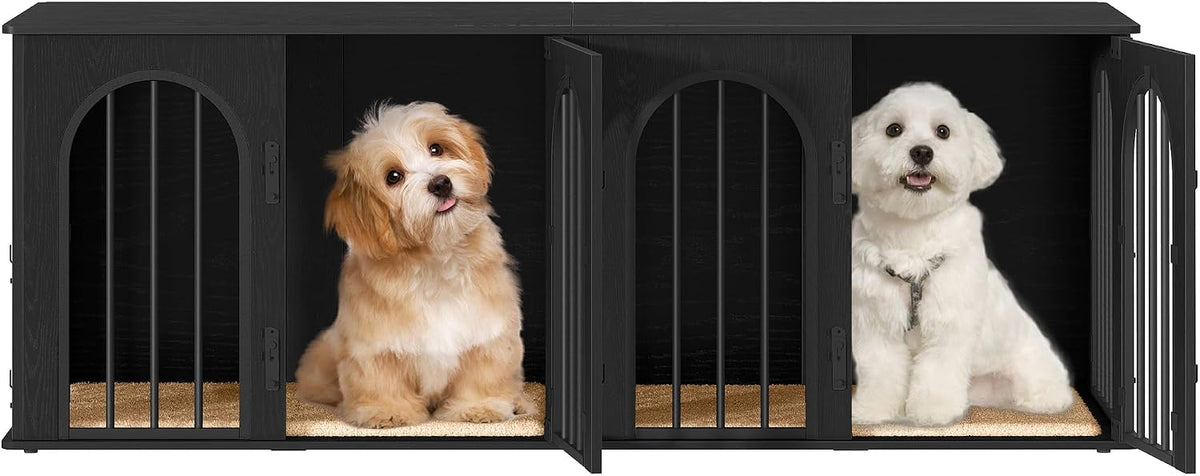 hzuaneri 63 in double dog crate furniture, dog, front angle view
