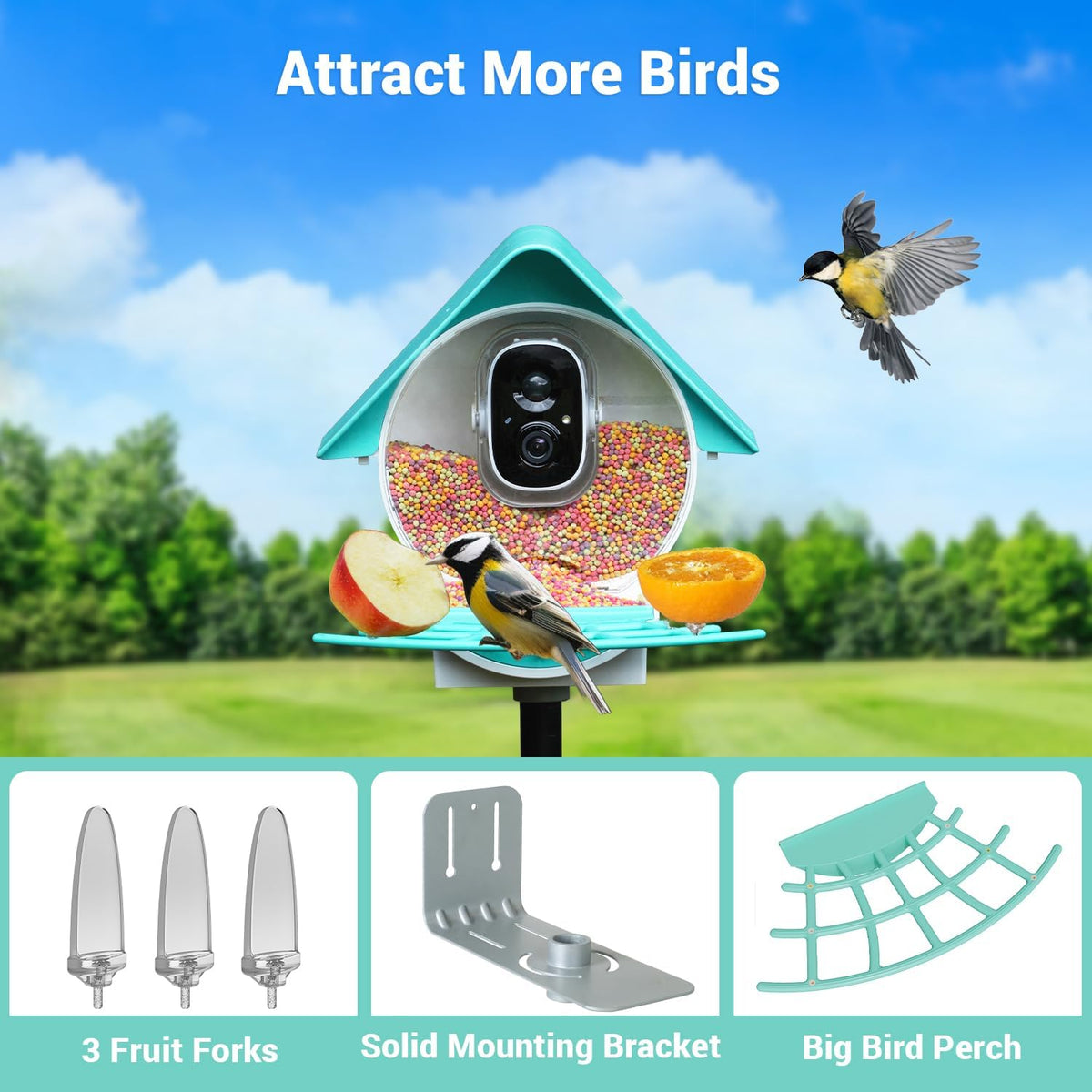 birdkiss smart bird feeder camera with solar panel, side view