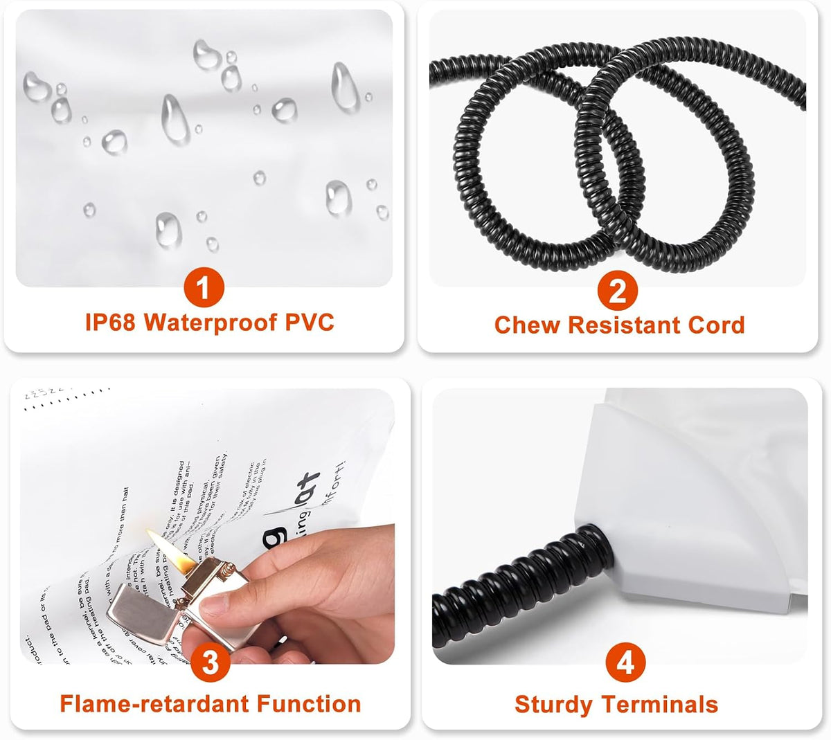 large pet heating pad, adjustable temperature with timer showing dimensions