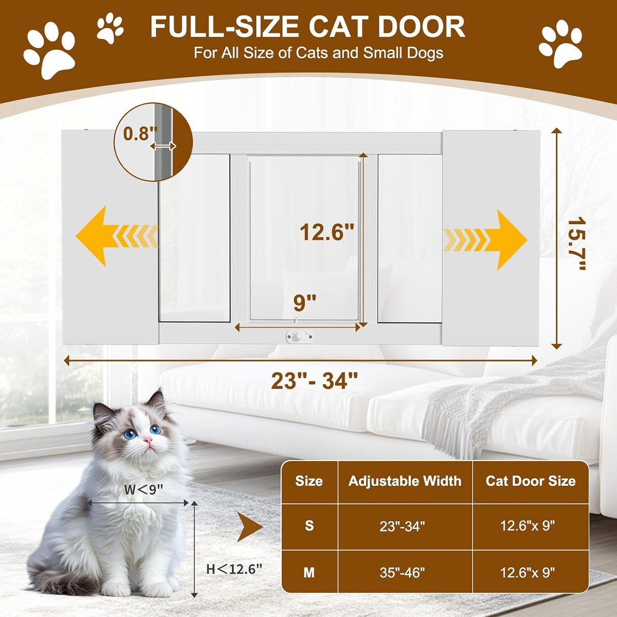 docred cat door for window, full-size window pet shown in use