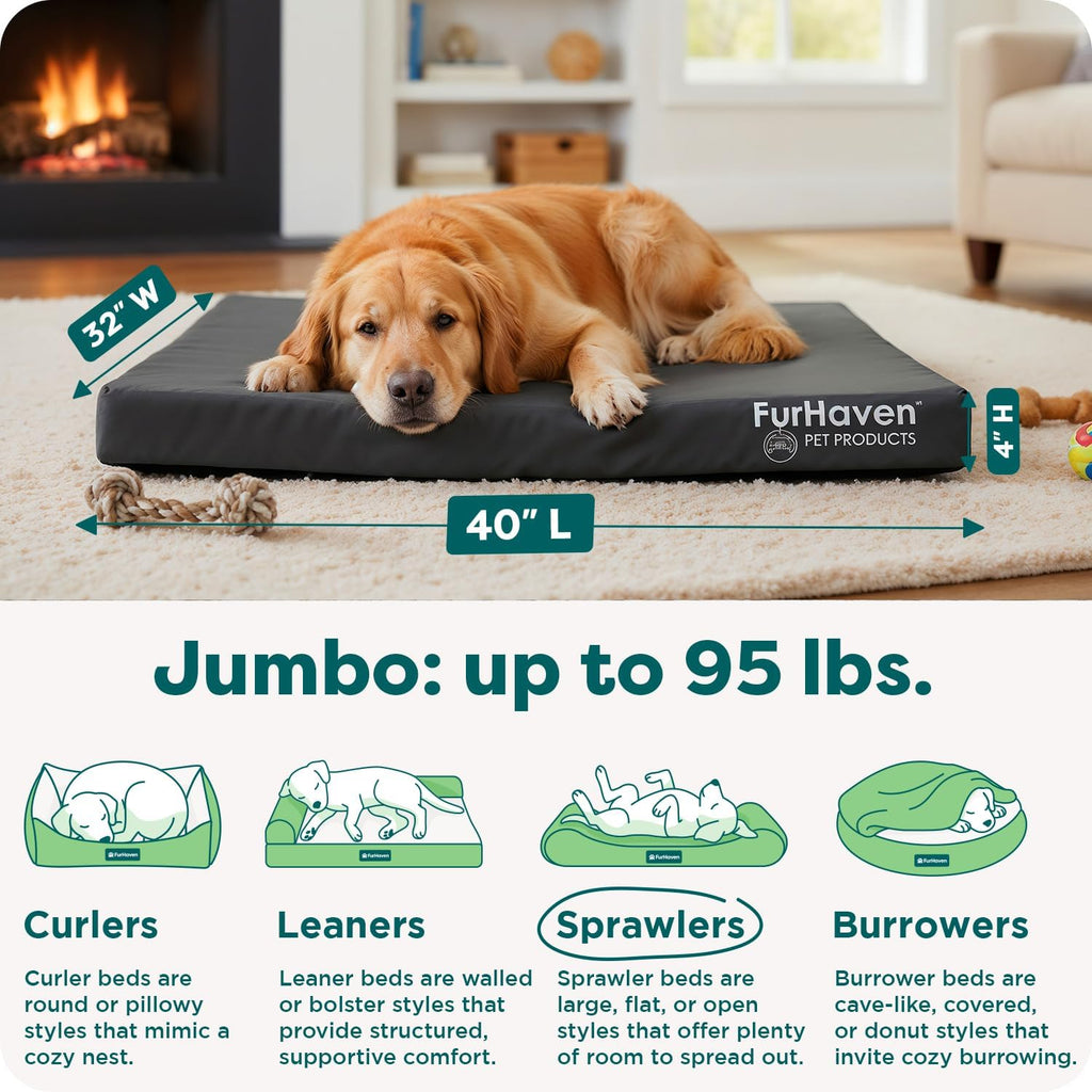 furhaven water-resistant orthopedic dog bed for large dogs, close-up detail