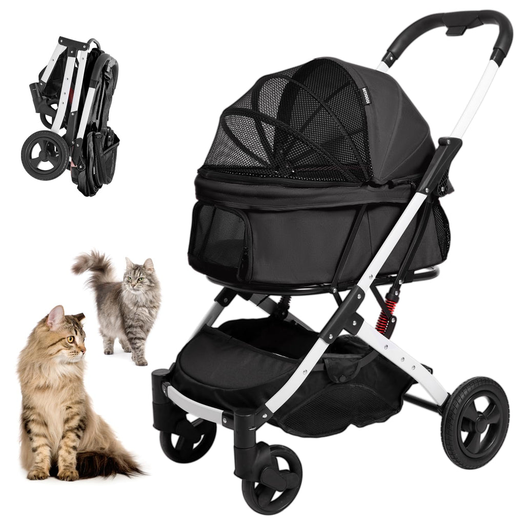 pet stroller for small dogs and cats, black, main product view