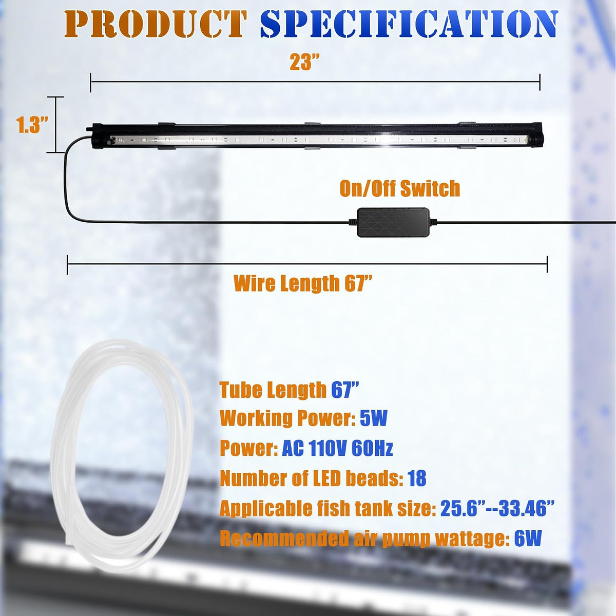 smart app-controlled led aquarium light with 16 million on a desk or shelf