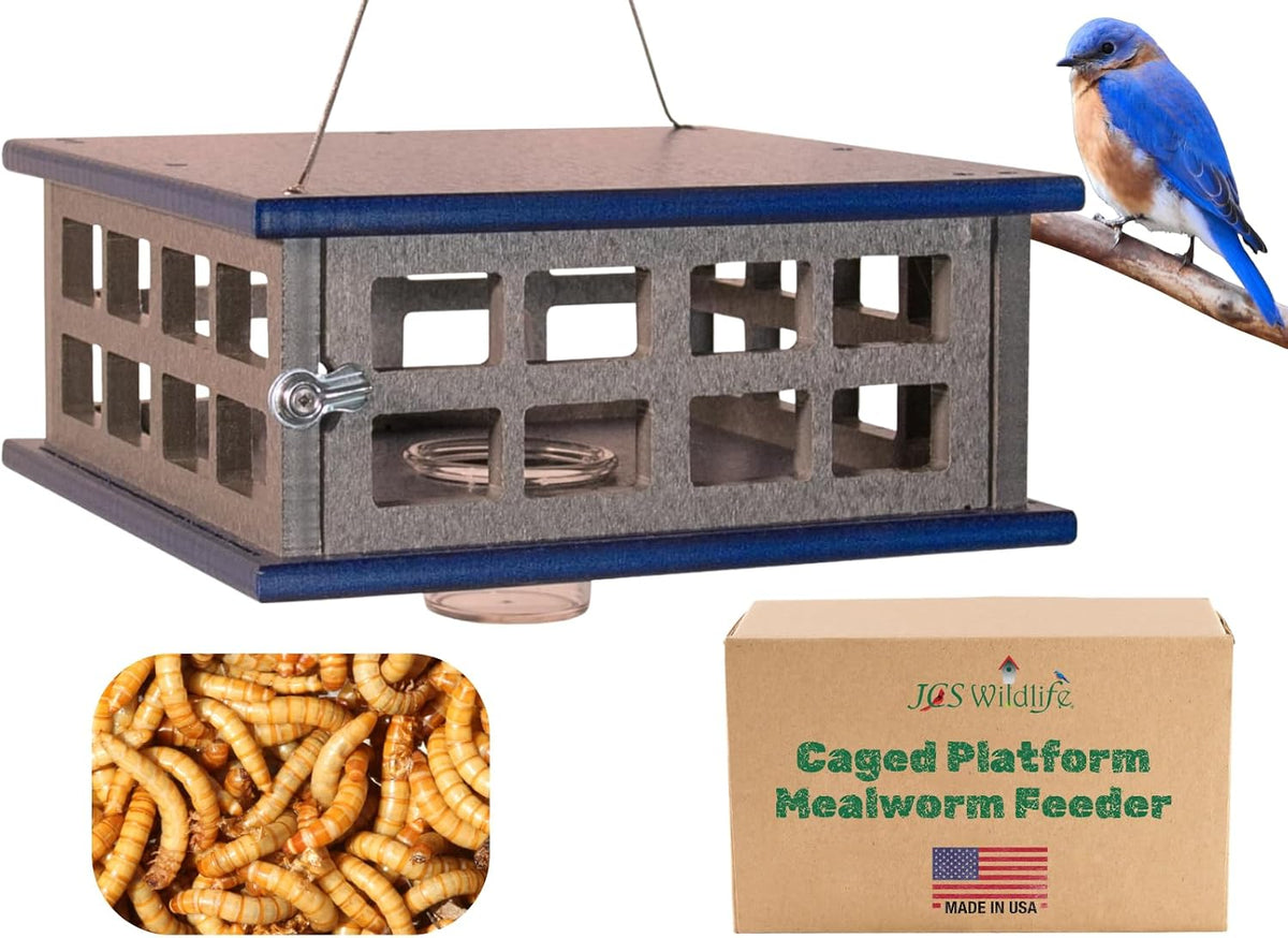 jcs wildlife recycled poly lumber caged platform bluebird, main product view