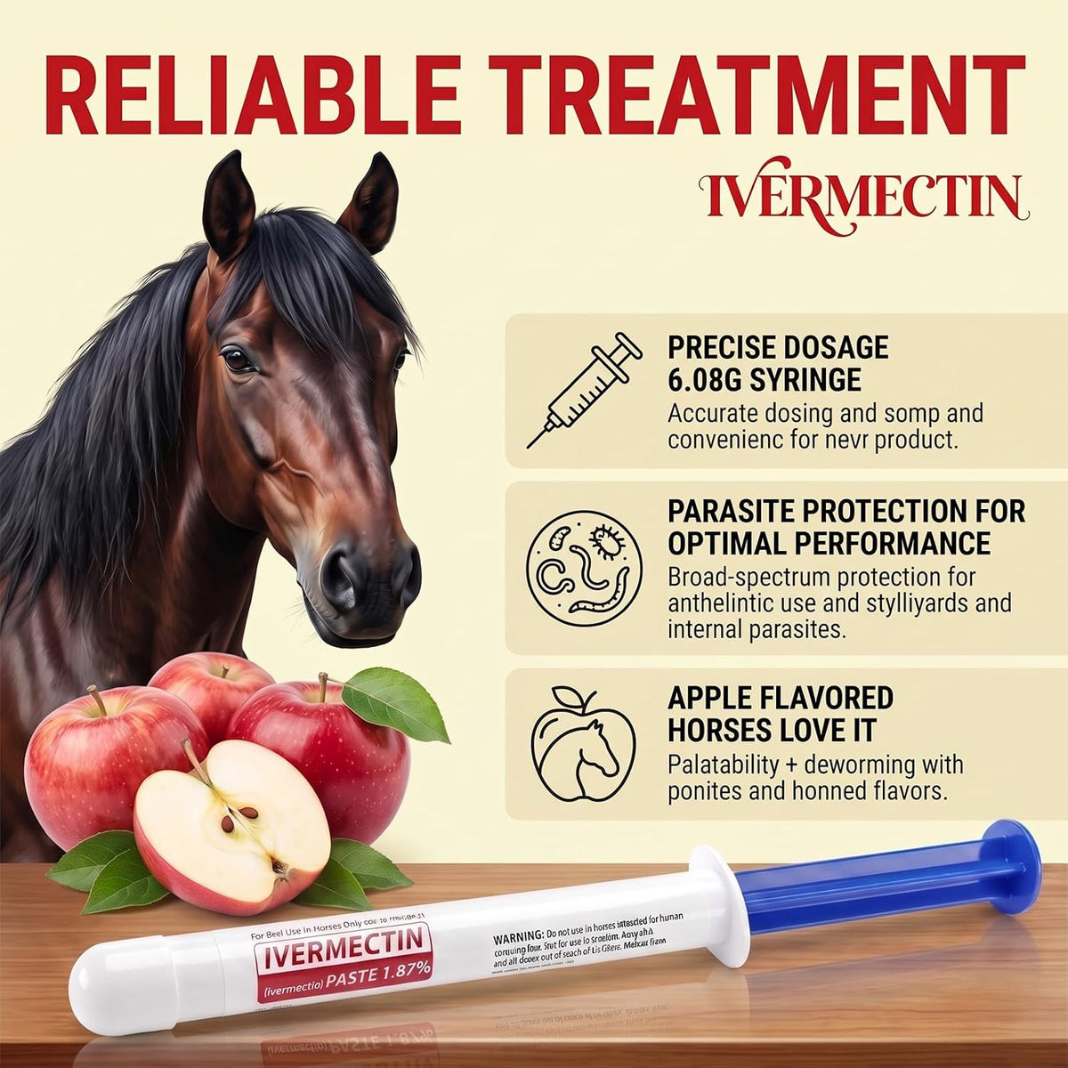 ivermectin horse paste 1.87% – apple flavored oral, side view
