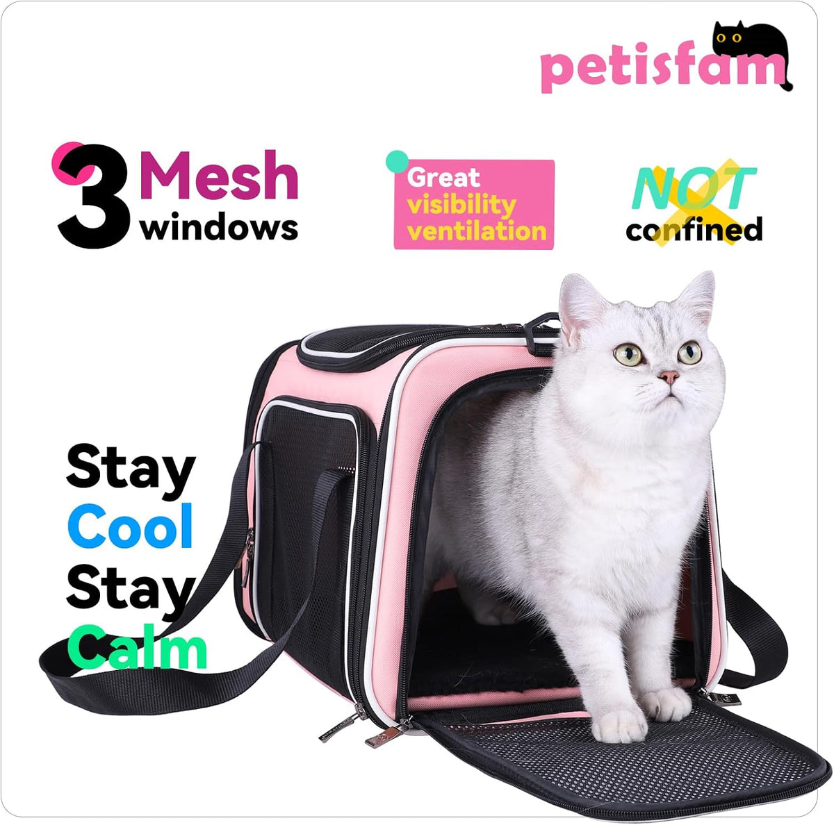 soft pet carrier for medium cats and small, close-up detail
