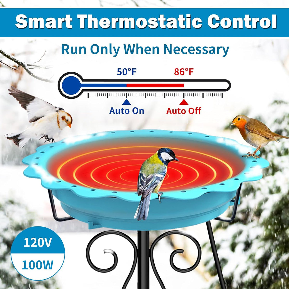 100w heated bird bath for outdoors, heated birdbath, close-up detail