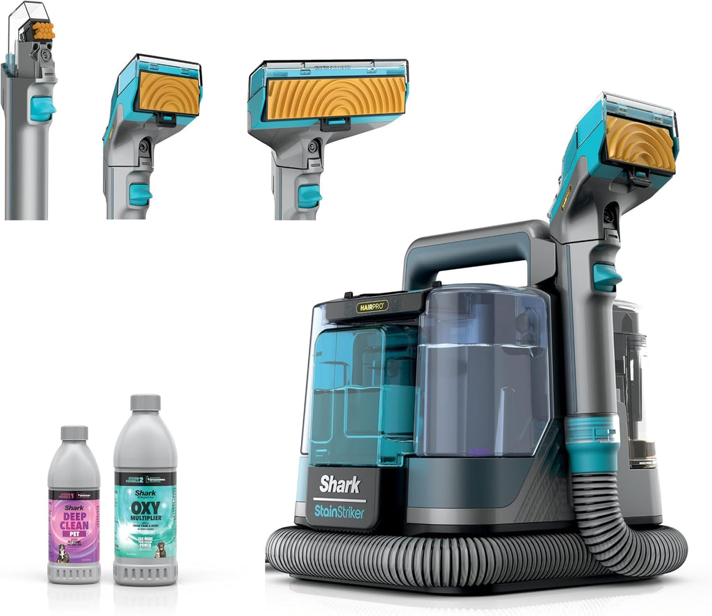 shark stainstriker hairpro portable stain cleaner, 3 tools, main product view
