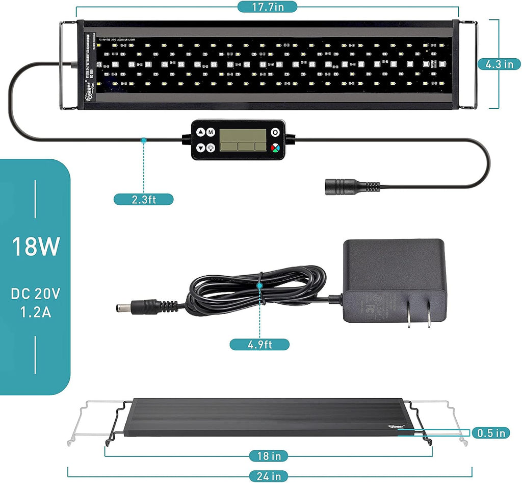 hygger auto on off led aquarium light, full on a desk or shelf