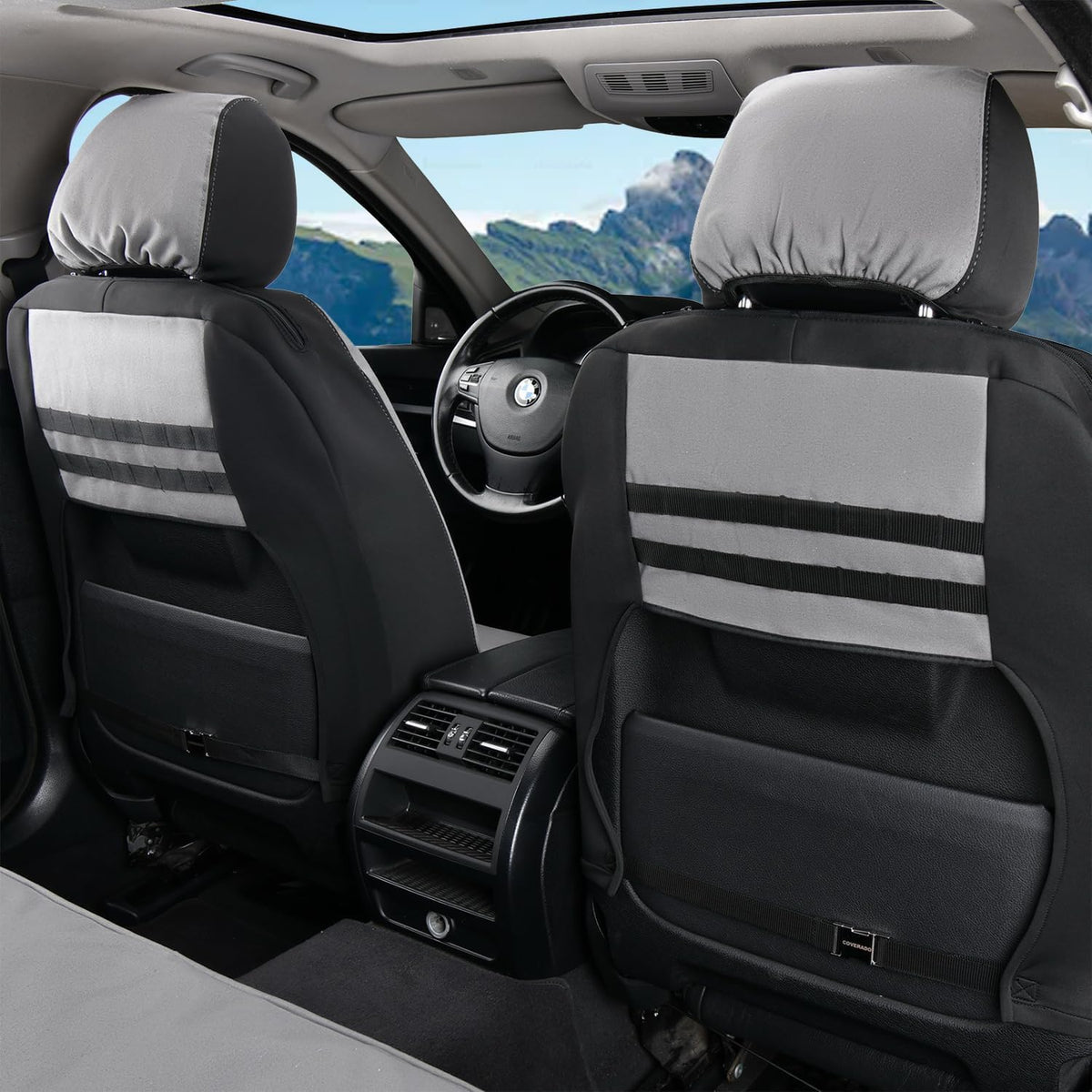coverado car seat covers front, canvas universal seat shown in use