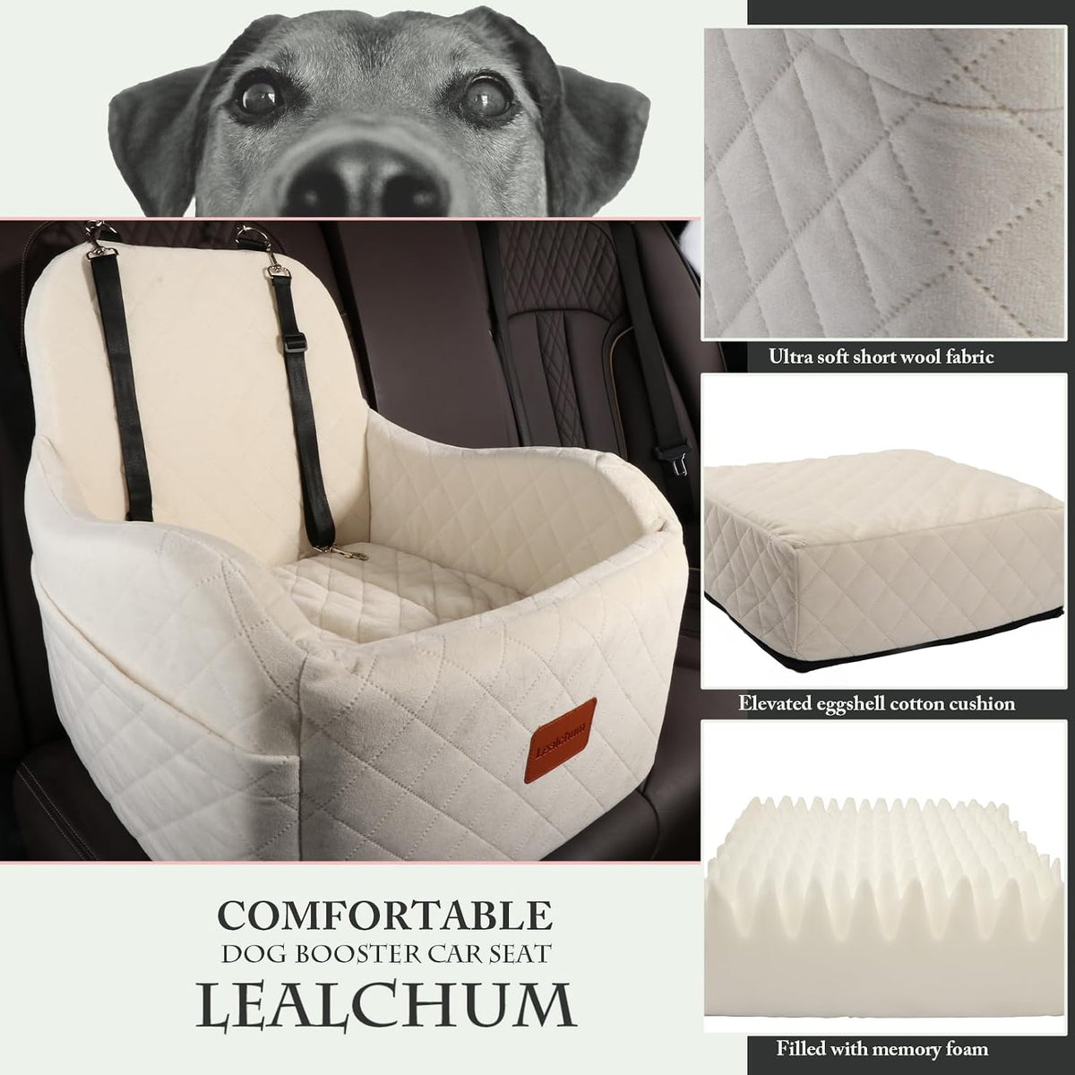 lealchum dog booster car seat,ultra soft fabric &, side view
