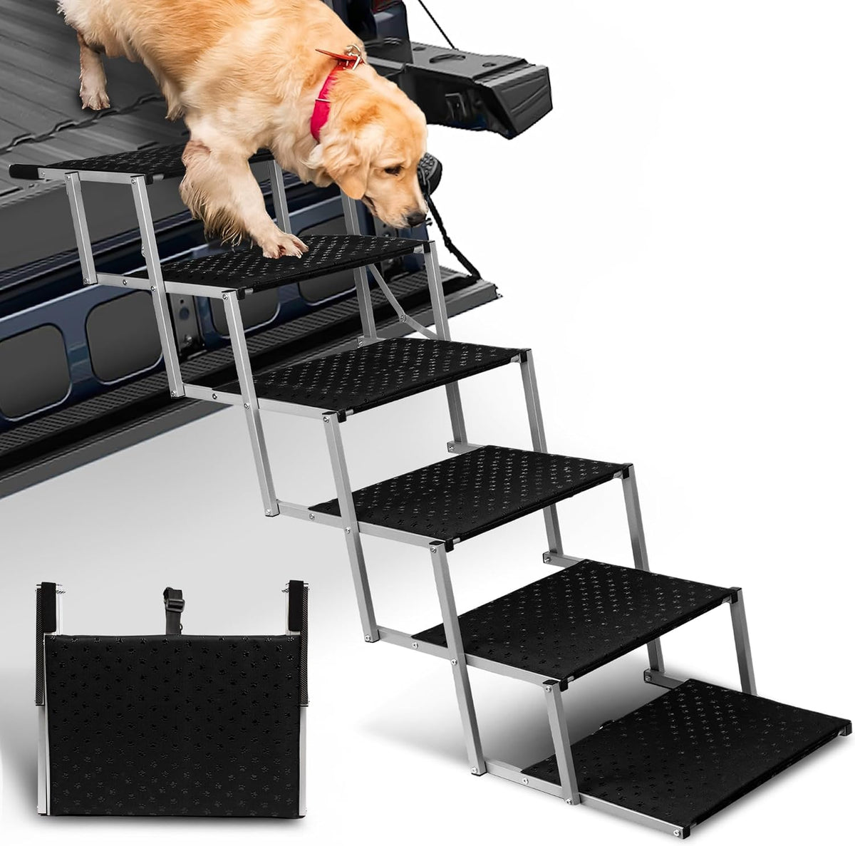 foldable dog stairs for car,17" extra wide pet, main product view