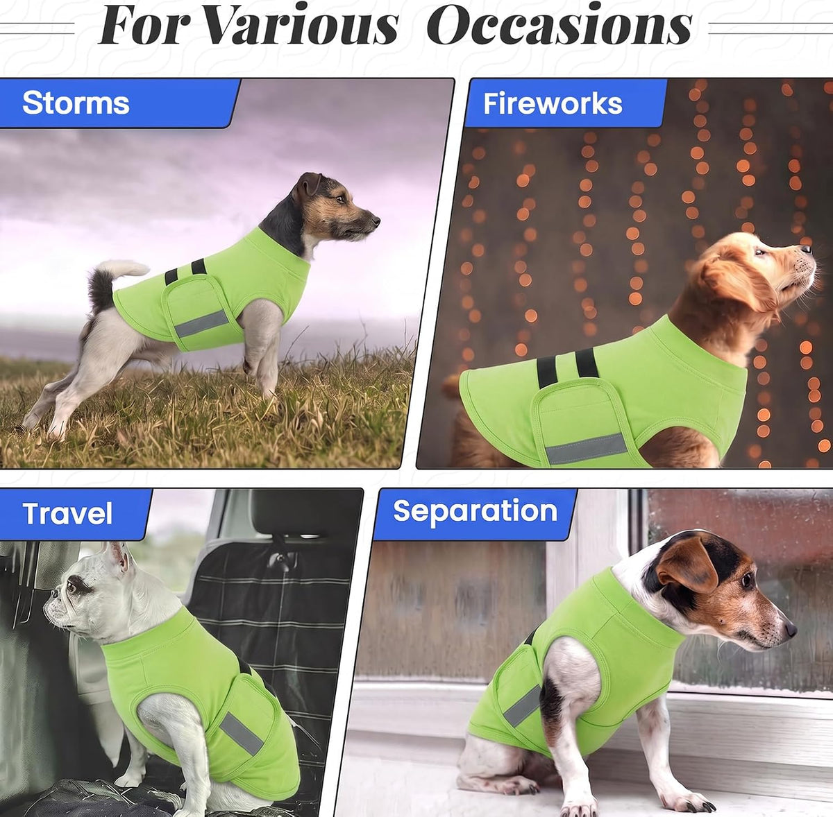 migohi dog anxiety relief coat, xl, lightgreen, package contents