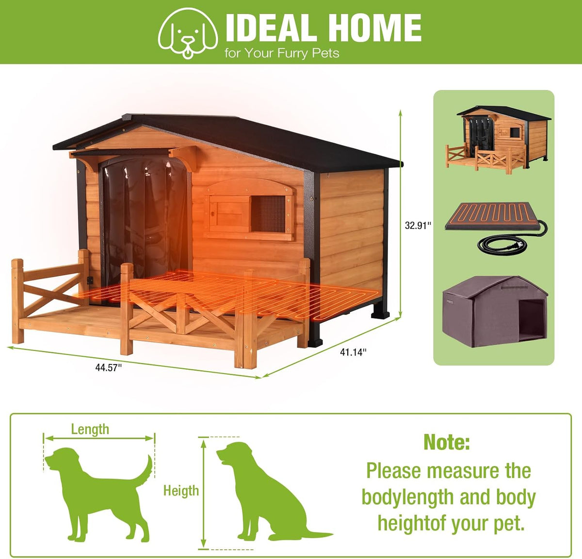 gutinneen large heated dog house outdoor insulated dog, package contents