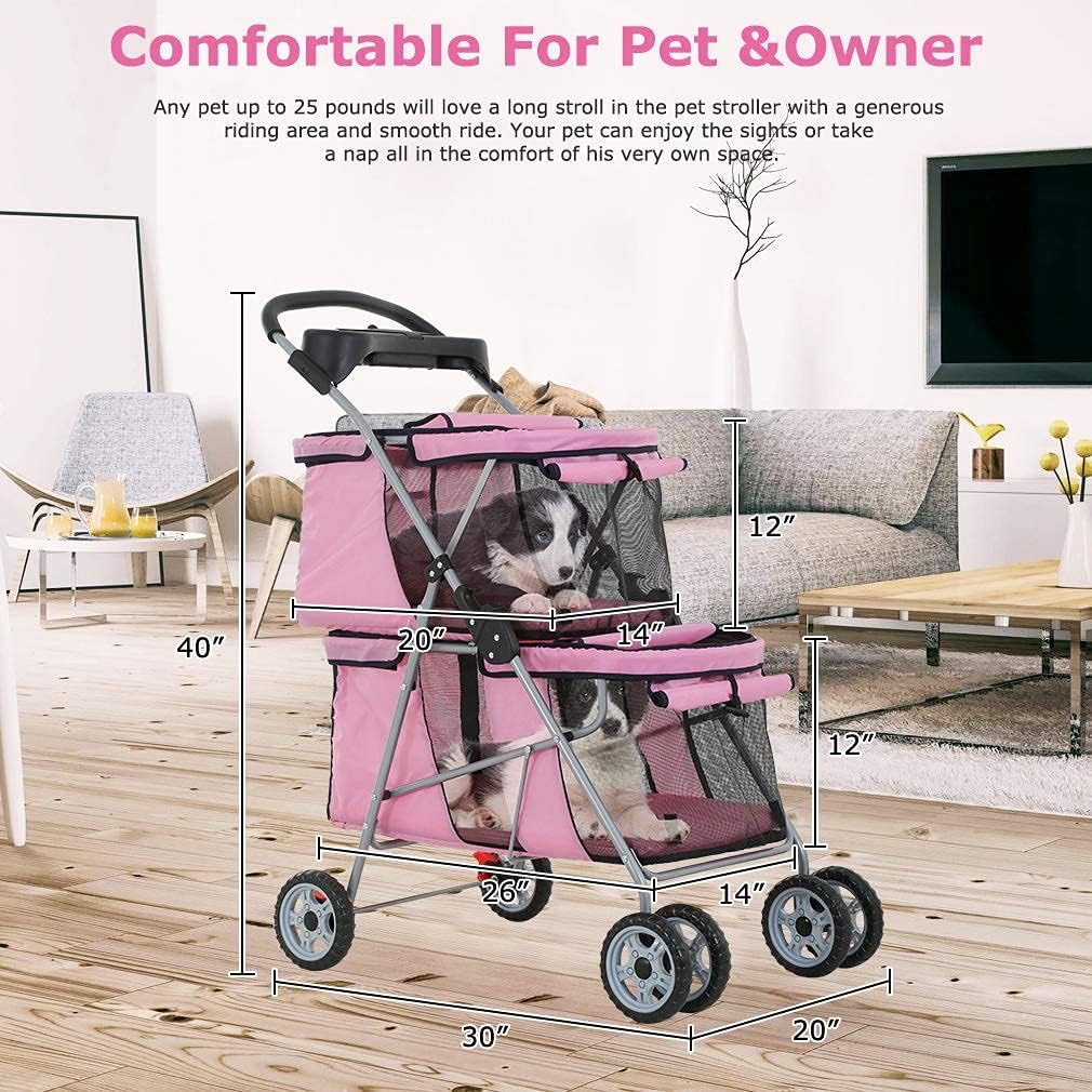 hhs pet strollers for 2 dogs and cats on a desk or shelf
