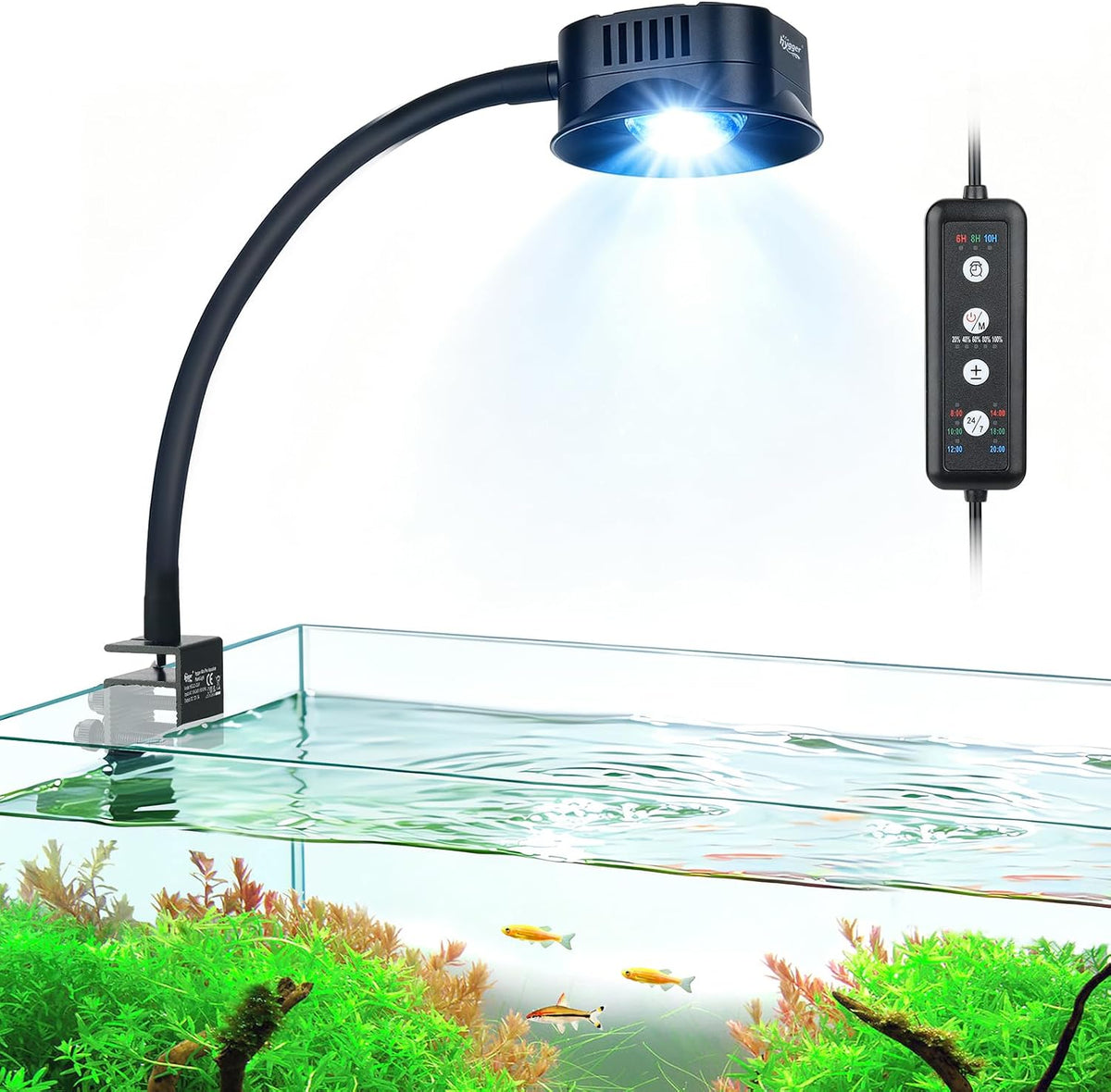hygger clip on led aquarium light, 24/7 cycle, main product view