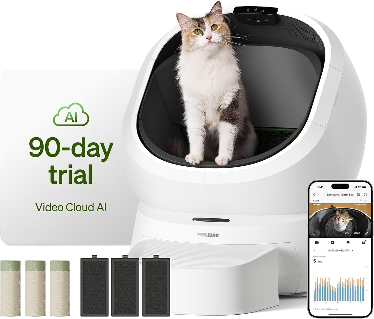 petlibro automatic litter box with ai-camera waste analysis, main product view