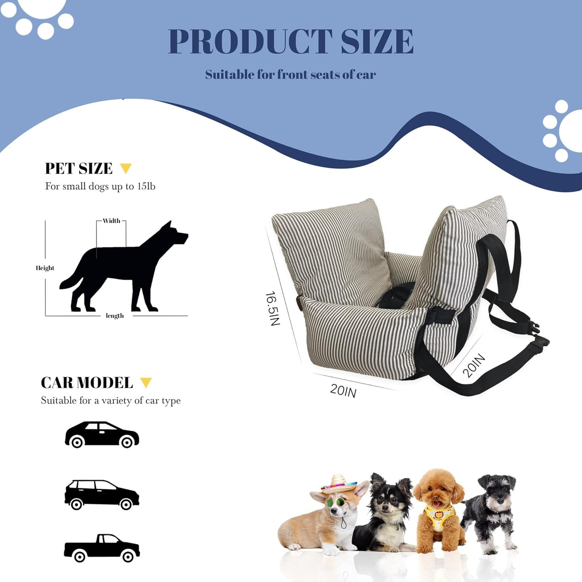 versatile dog booster car seat bed for small shown in use