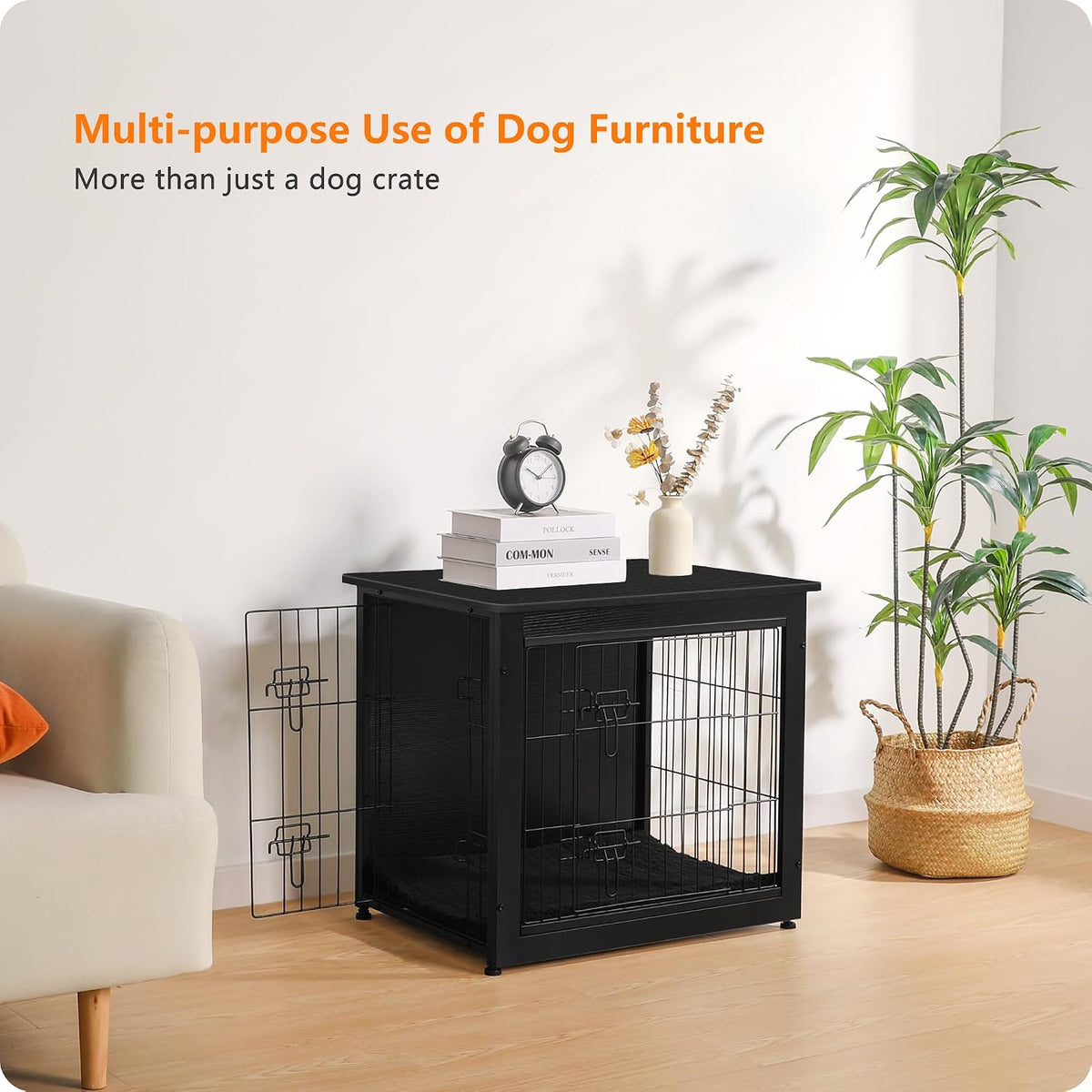 dwanton 27" dog crate furniture, dog kennel indoor, front angle view