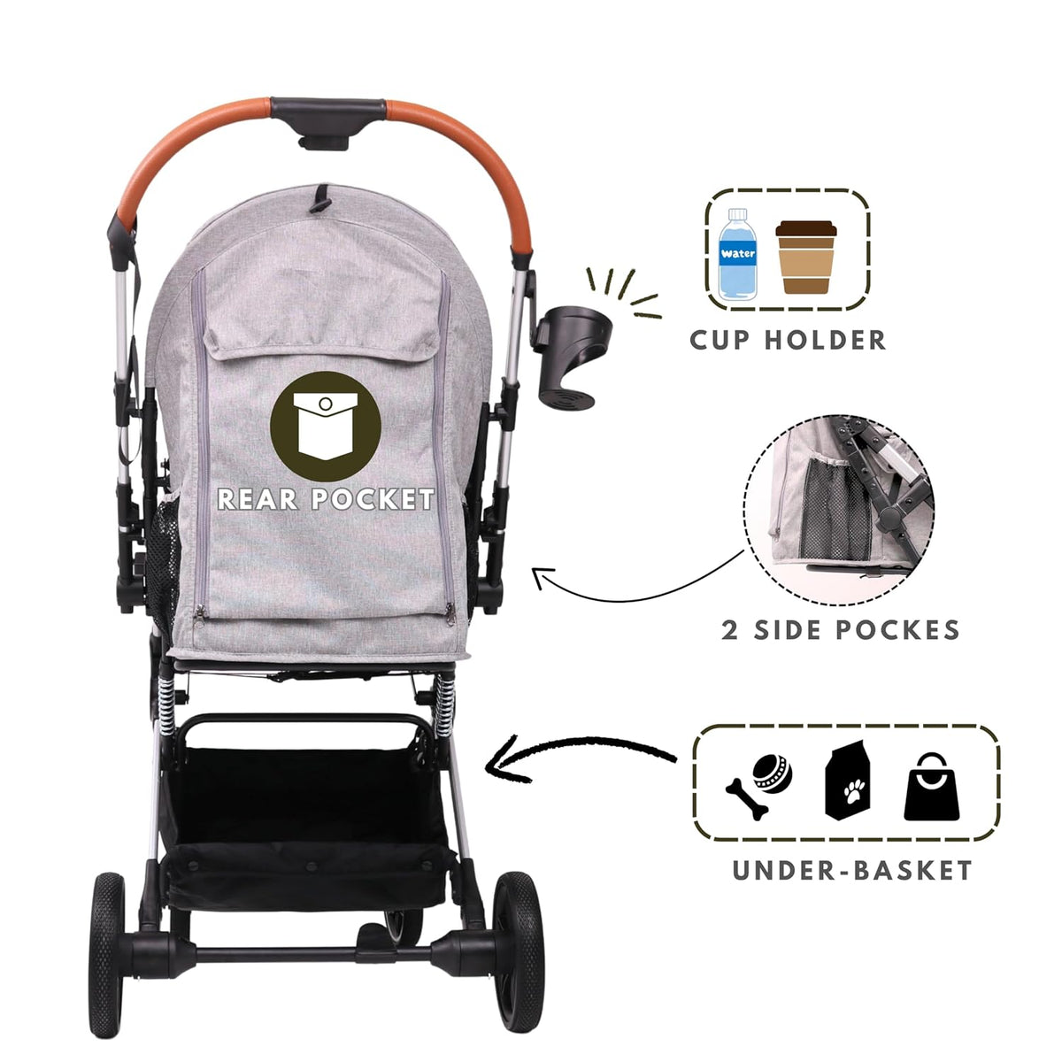 bicystar foldable dog stroller for small medium dogs, front angle view