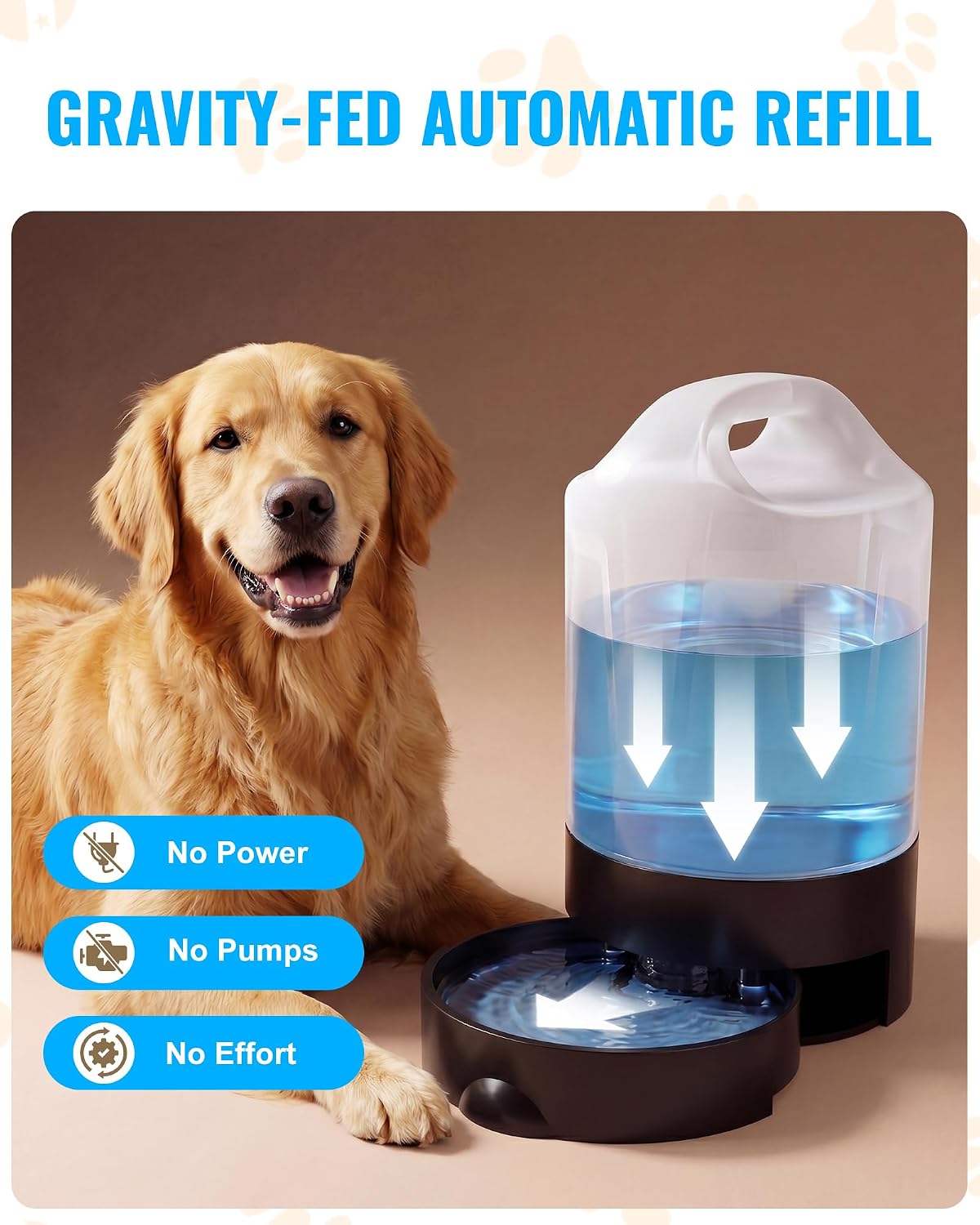 petnf 1 gal gravity fed automatic dog water showing dimensions