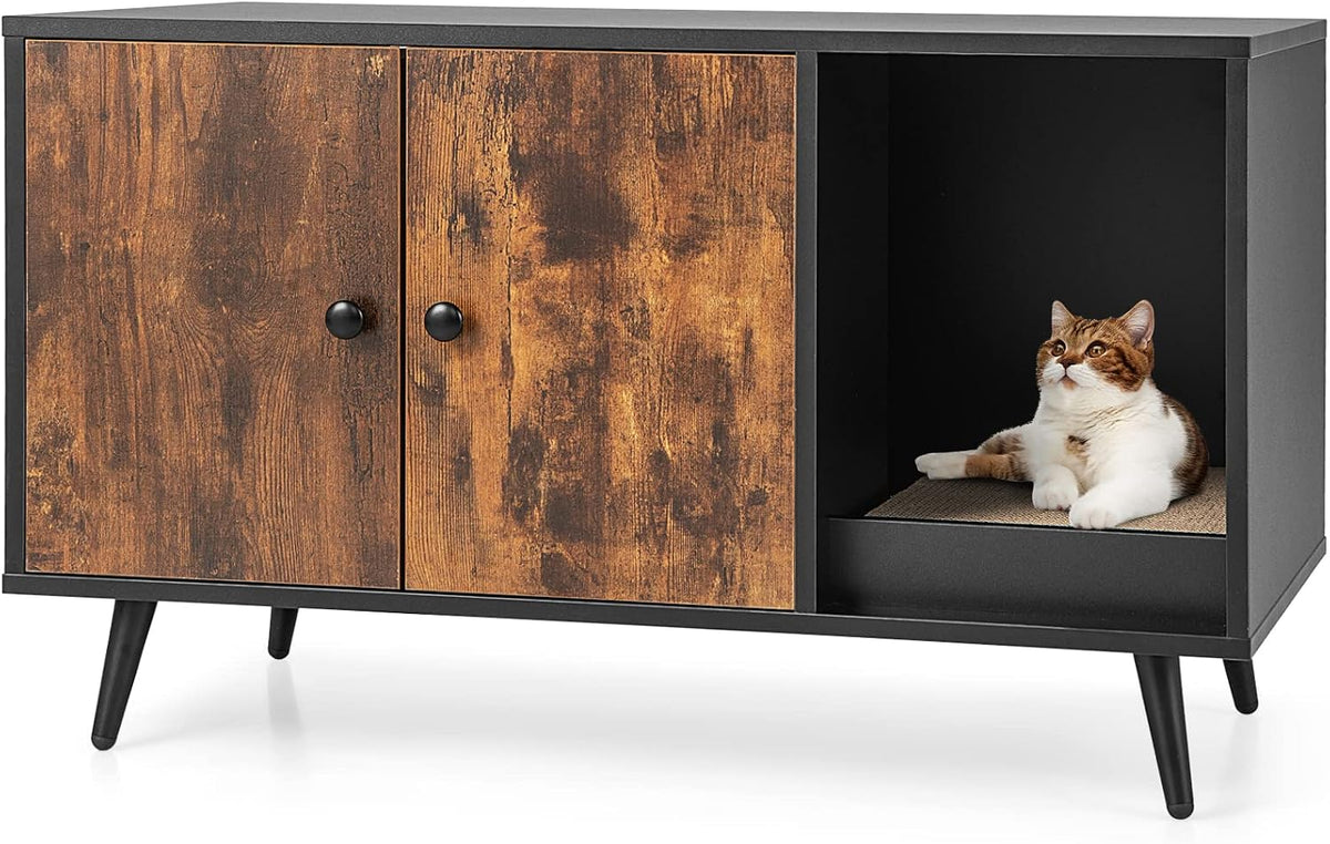 petsite litter box enclosure, wooden hidden litter box, main product view