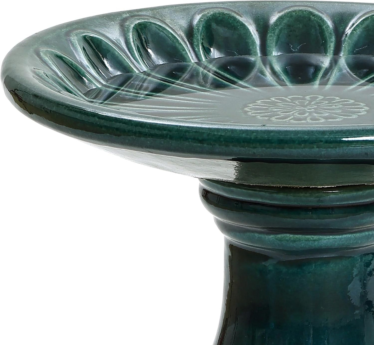 luxenhome 22 inch ceramic bird bath for outside, side view