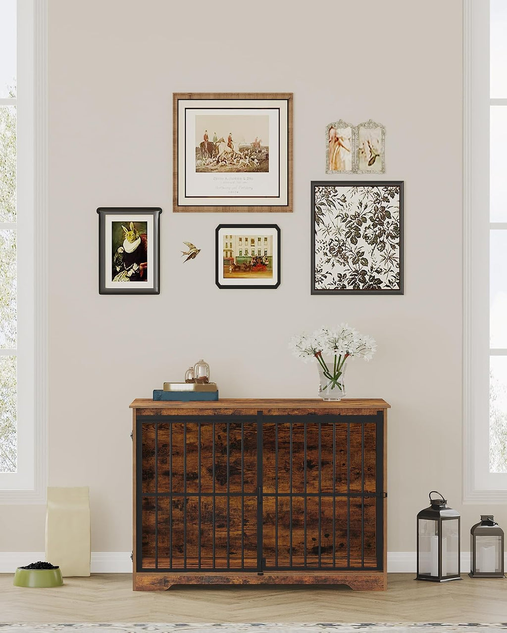 hzuaneri 44.1 in xl dog crate furniture indoor on a desk or shelf