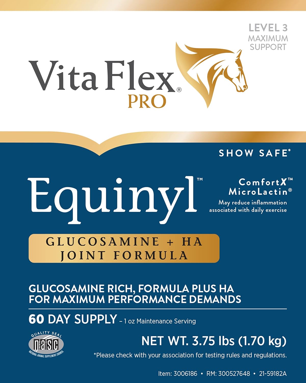 vita flex pro equinyl horse joint supplement, show, close-up detail