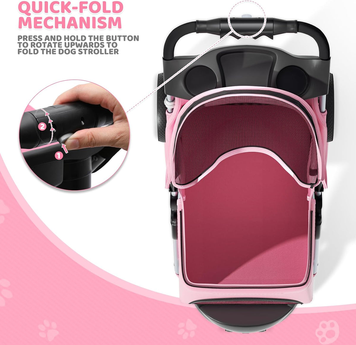 magshion 3-wheel pet stroller for small/medium dog cat on a desk or shelf