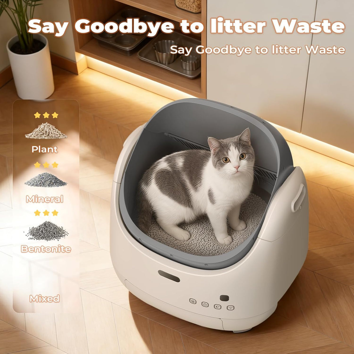 self cleaning litter box lager 100l open top showing dimensions