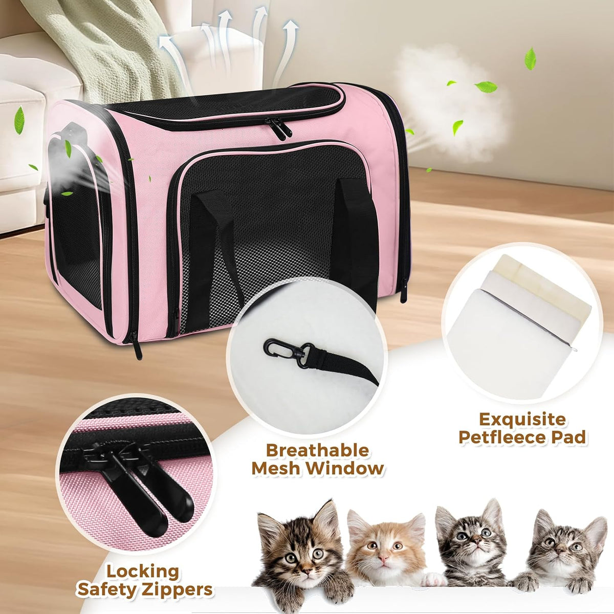 large cat carrier soft up to 28 lbs, close-up detail