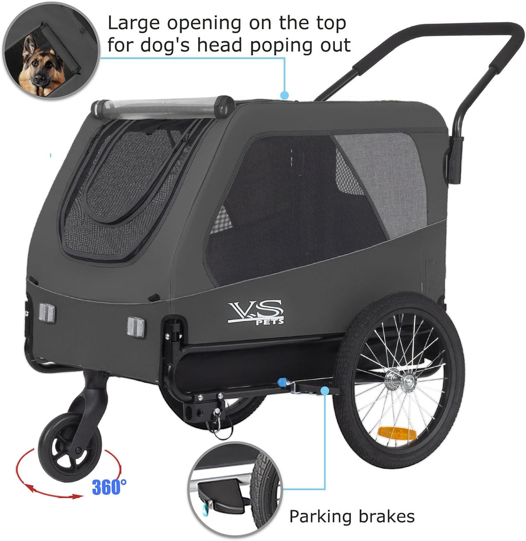 tiggo veelar sports pets large dog bike trailer, side view