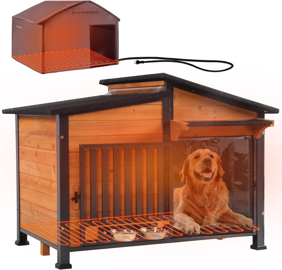 gutinneen heated dog house outdoor large dog kennel, main product view
