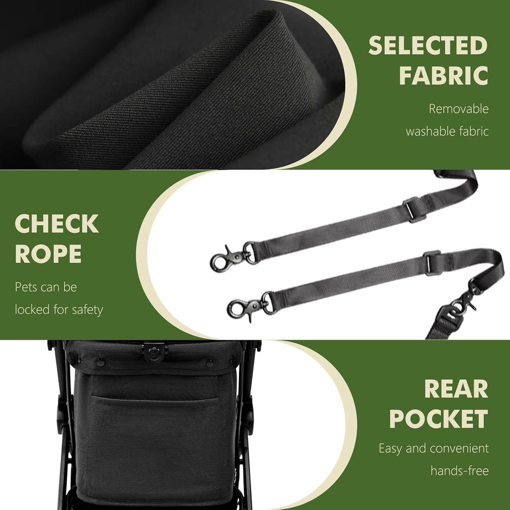 pet stroller for small medium dogs cats, dog, front angle view