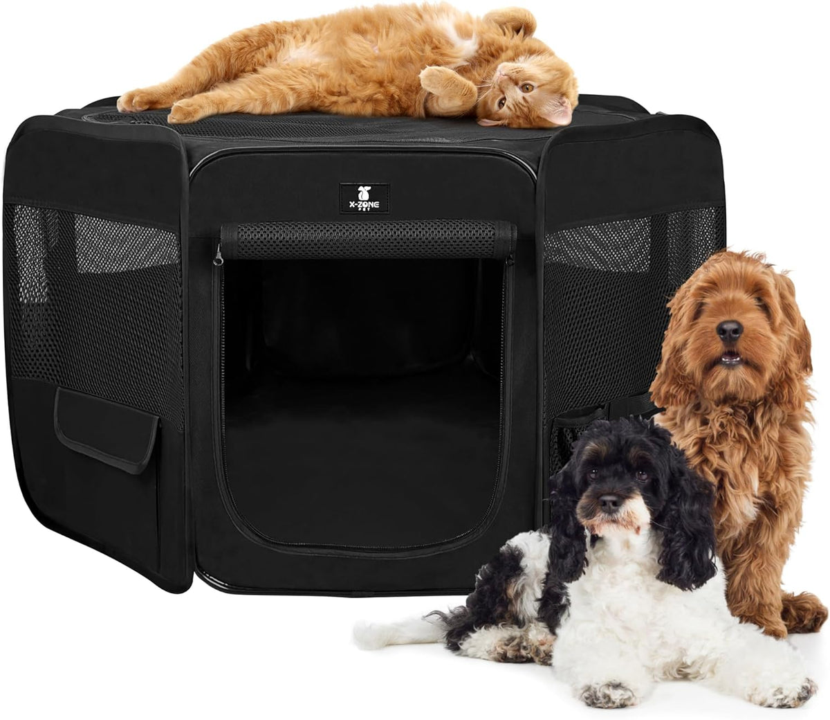 x-zone pet foldable dog playpen, portable pet play, main product view