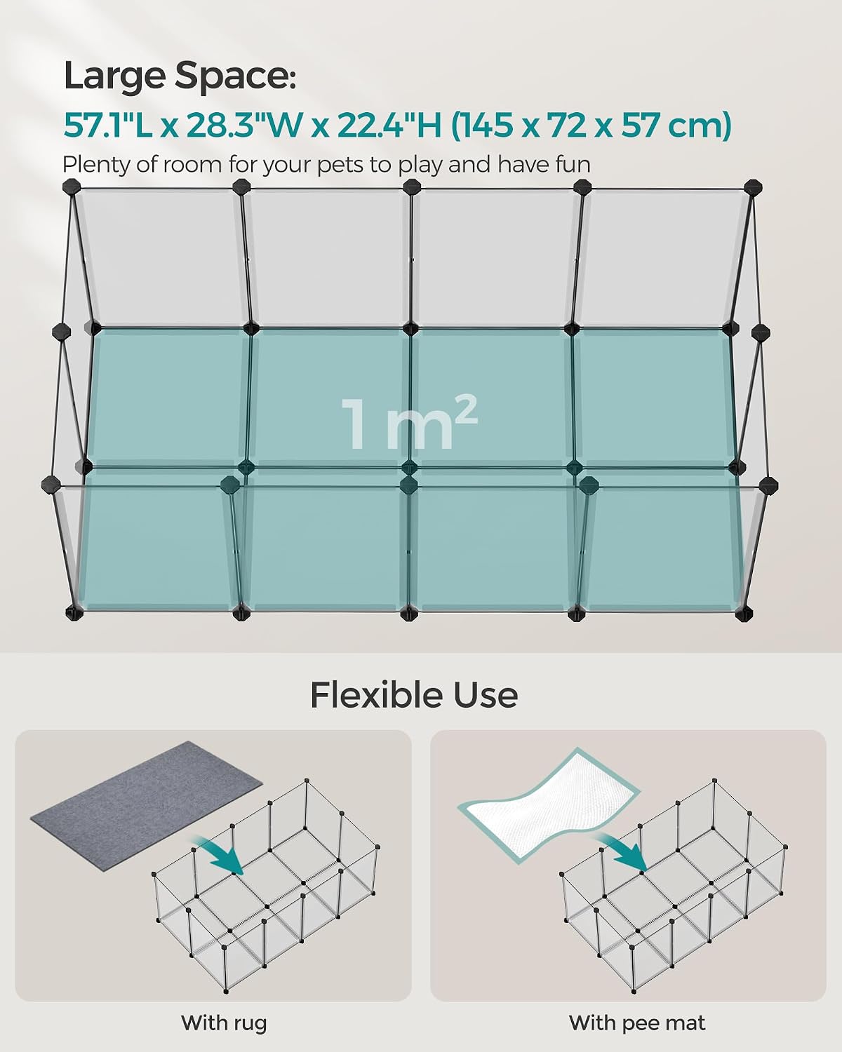 songmics pet playpen, small animal playpen with floor, side view