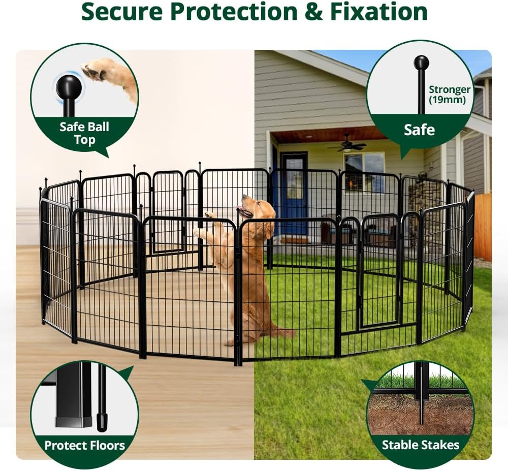 pawgiant dog fence playpen 24”/32”/40” indoor outdoor for, side view