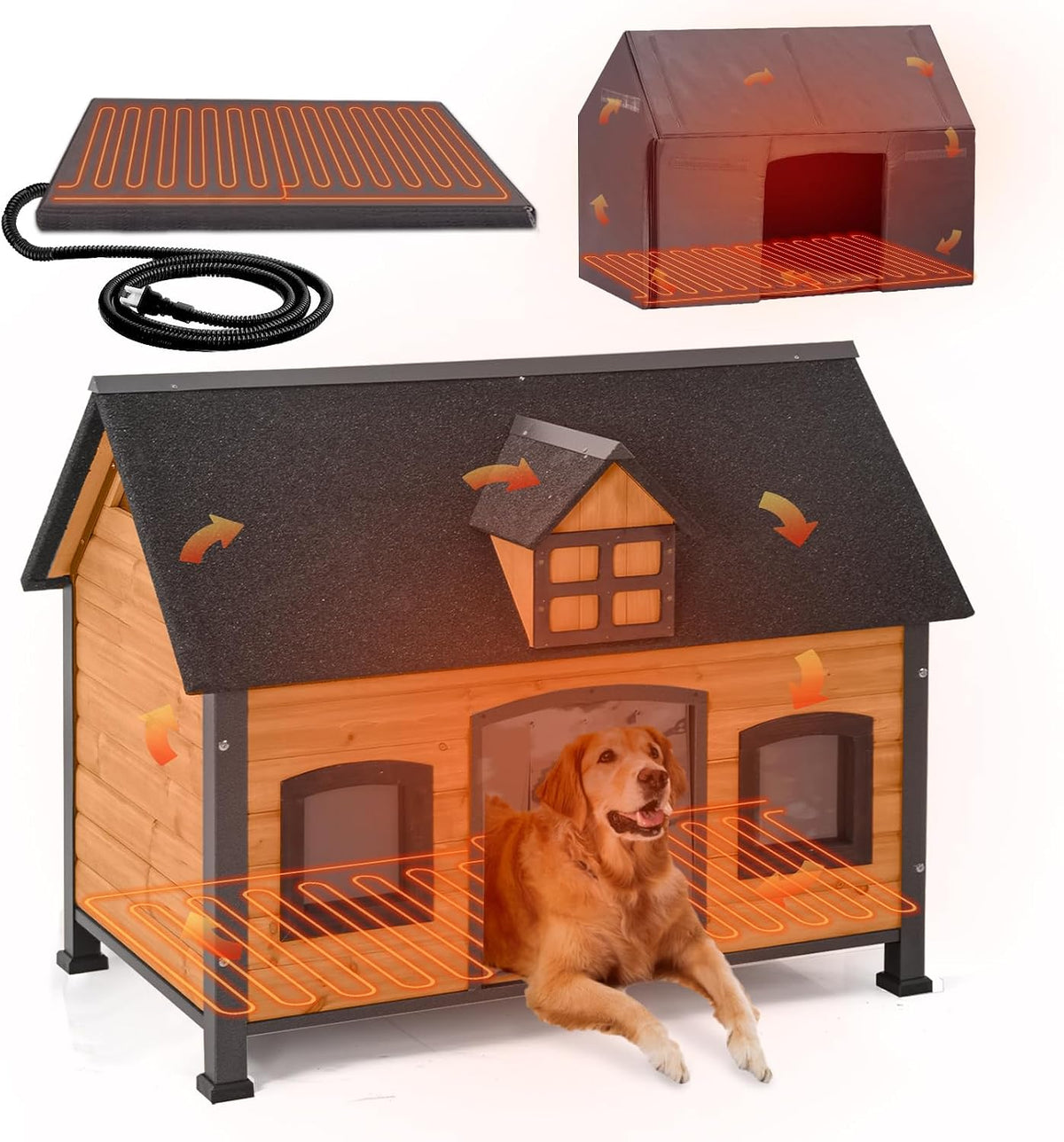 gutinneen extra large heated dog house for outside, main product view