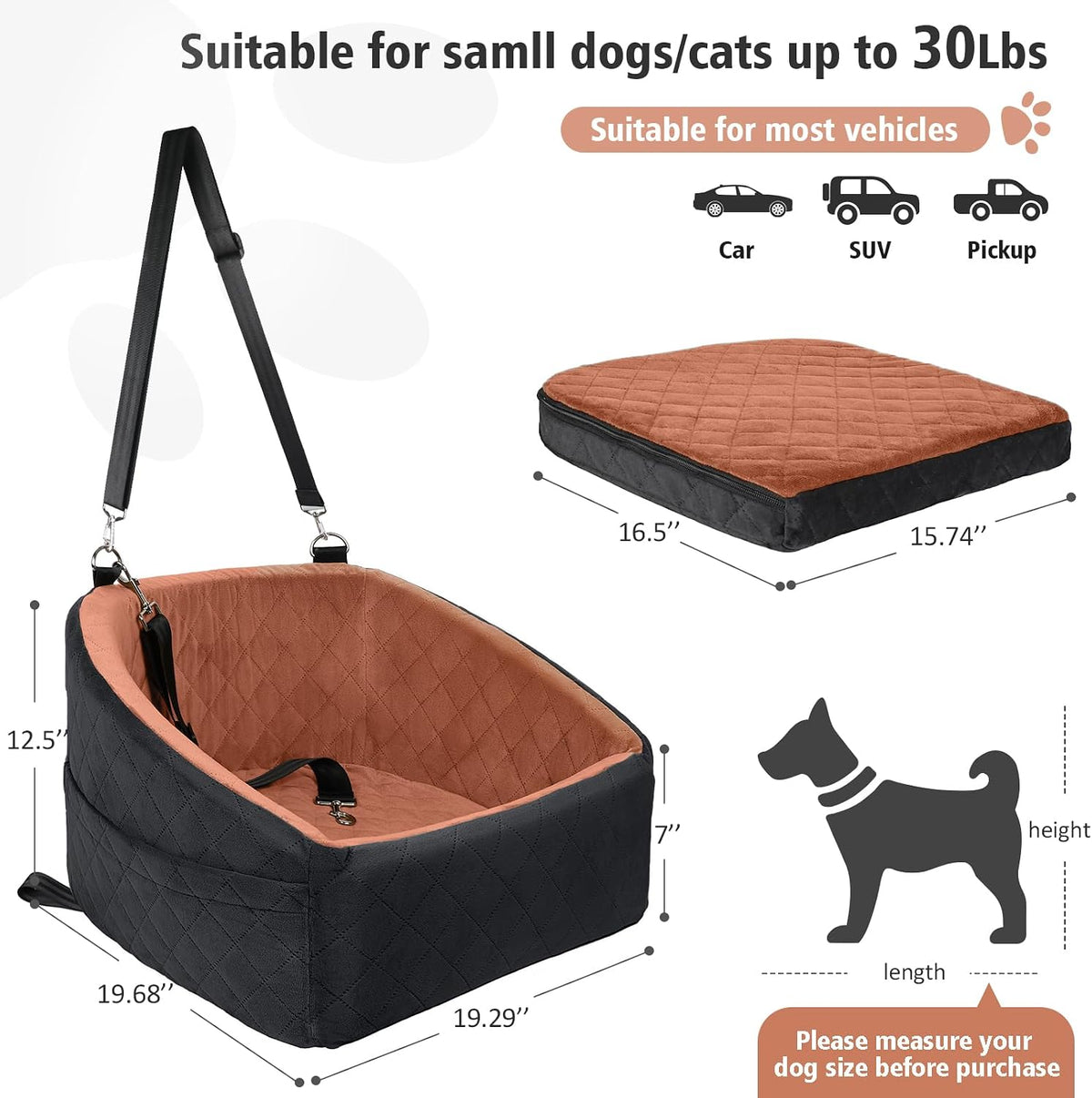 neezukar dog car seat for small medium dogs,detachable shown in use