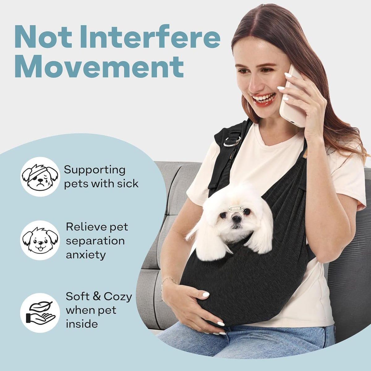 supet dog sling carrier for small pet, 95% showing dimensions